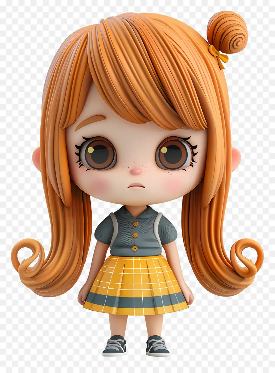 Kız Chibi，Pigtails Ile Karikatür Kız PNG