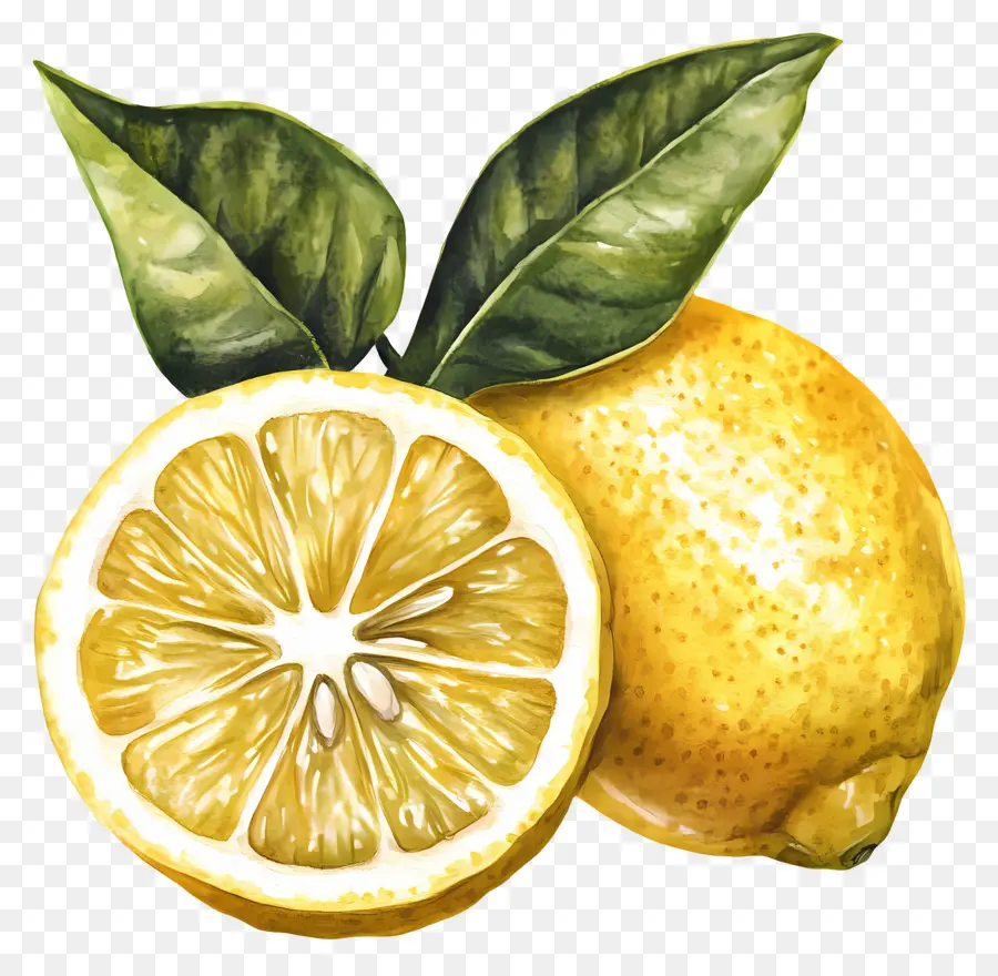 Suluboya Limon，Sarı Limonlar PNG