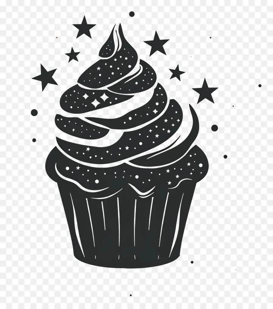 Kek Silueti，Yıldızlı Cupcake PNG