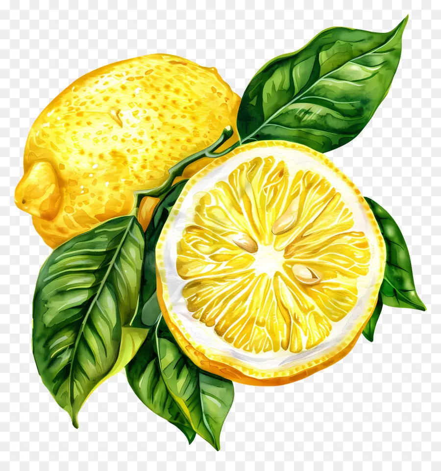 Suluboya Limon，Sarı Limonlar PNG