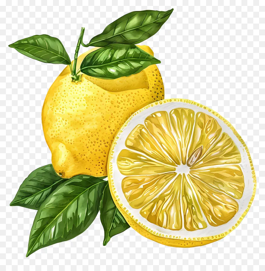 Suluboya Limon，Sarı Limonlar PNG