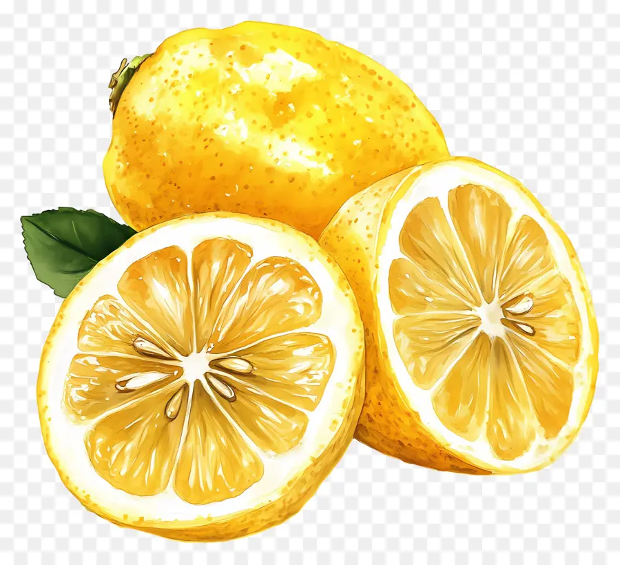 Suluboya Limon，Sarı Limonlar PNG