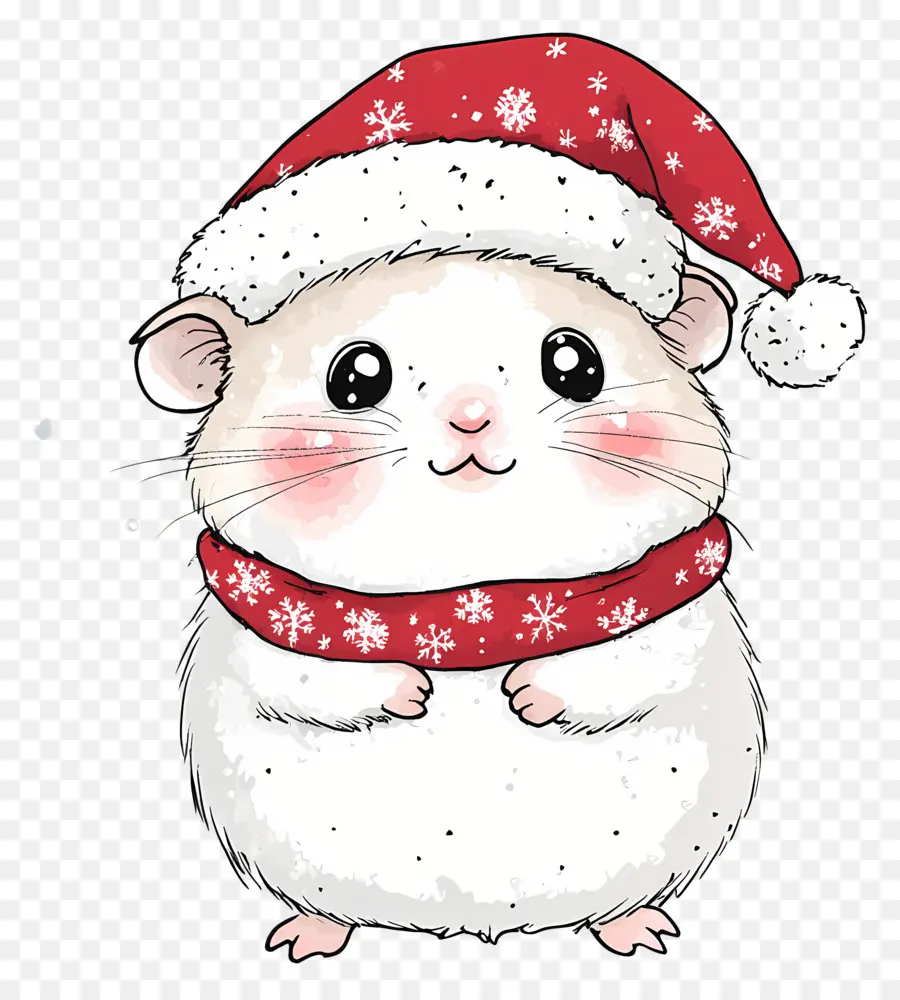 Noel Hamsteri，Noel Baba şapkalı şirin Hamster PNG