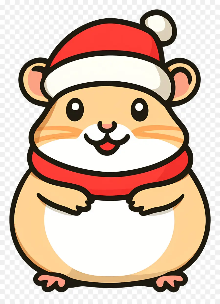 Noel Hamsteri，Noel Baba şapkalı Karikatür Hamster PNG