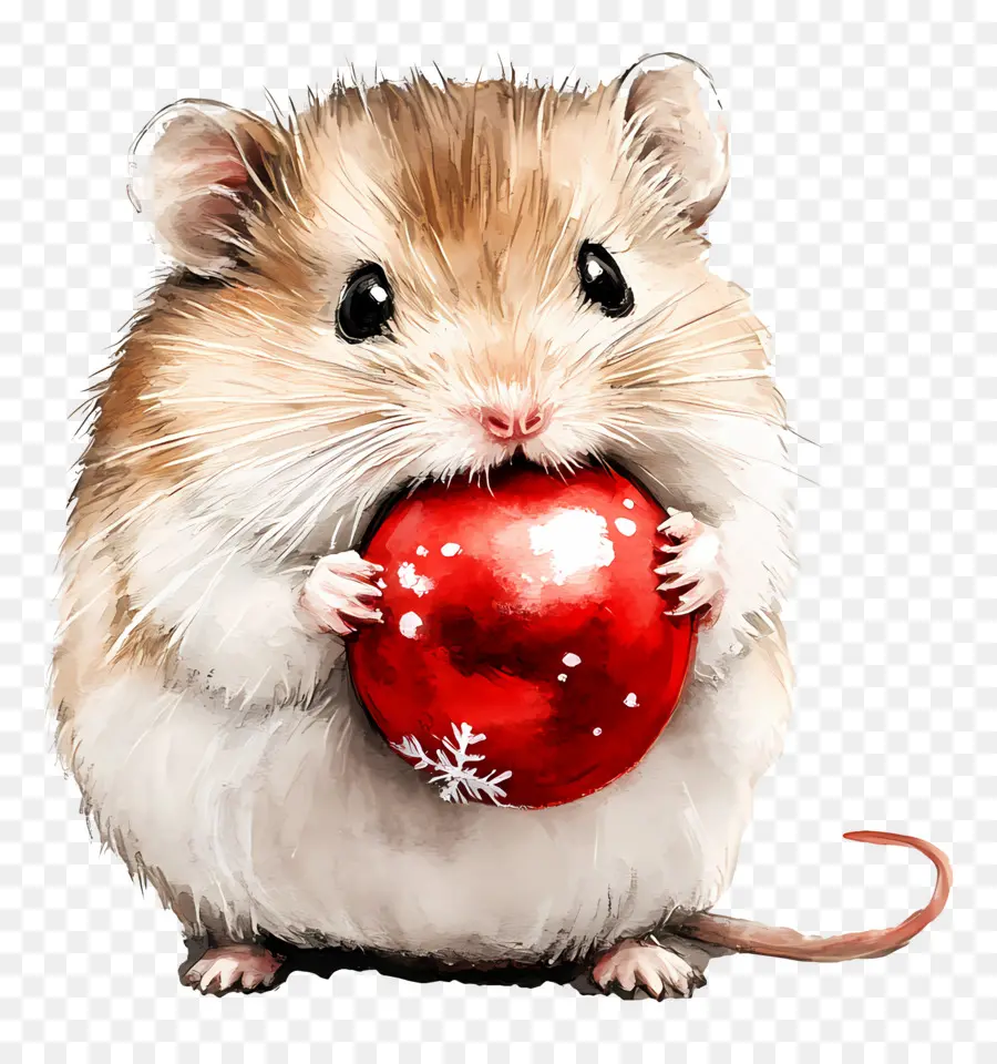 Noel Hamsteri，Kırmızı Süslemeli Sevimli Hamster PNG