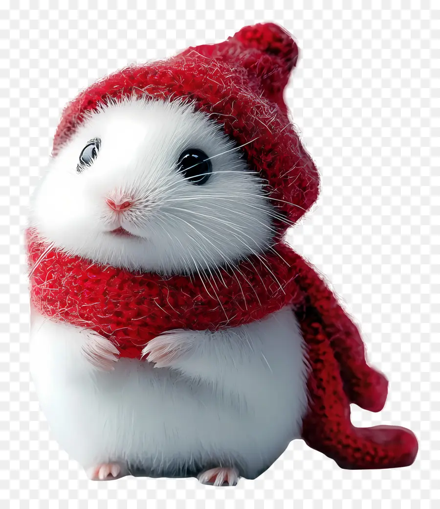 Noel Hamsteri，Kırmızı Fularlı Beyaz Hamster PNG