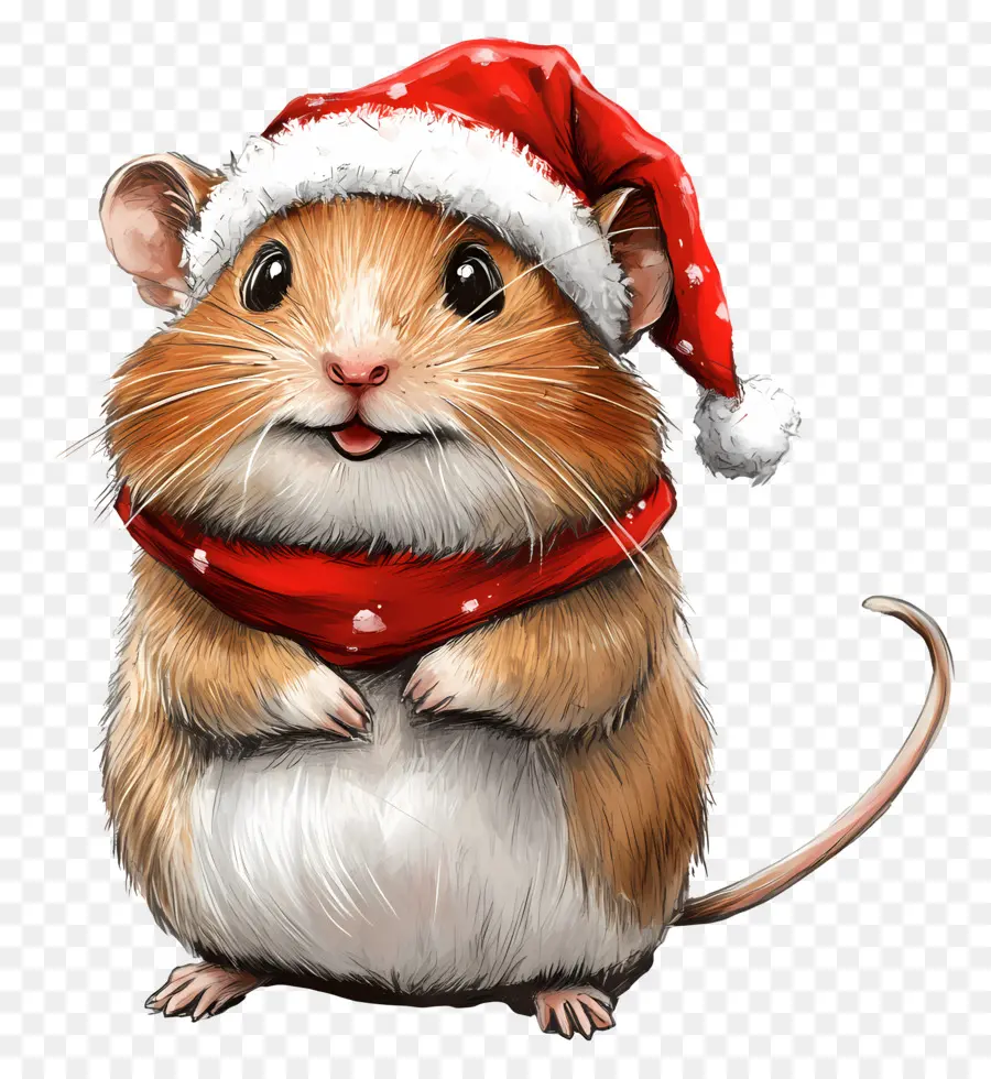 Noel Hamsteri，Noel Baba şapkalı Hamster PNG