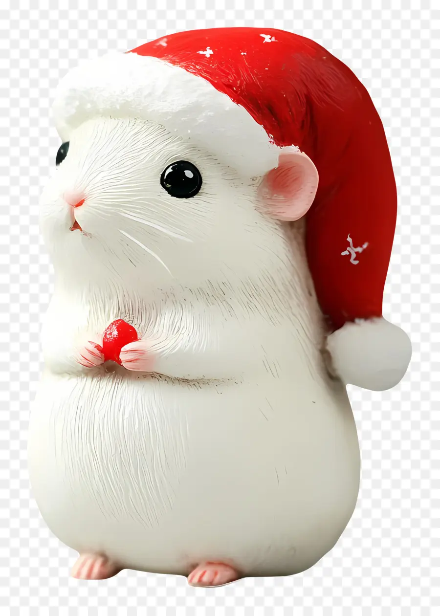 Noel Hamsteri，Noel Baba şapkalı Beyaz Hamster PNG