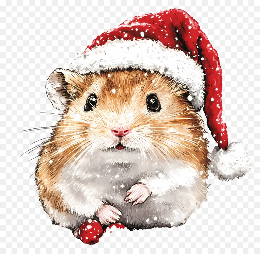 Noel Hamsteri，Noel Baba şapkalı Hamster PNG