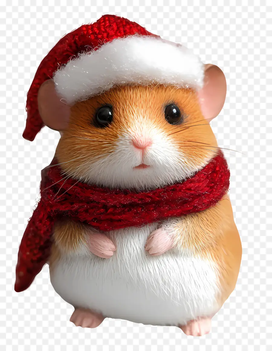 Noel Hamsteri，Noel Baba şapkalı Gerçekçi Hamster PNG