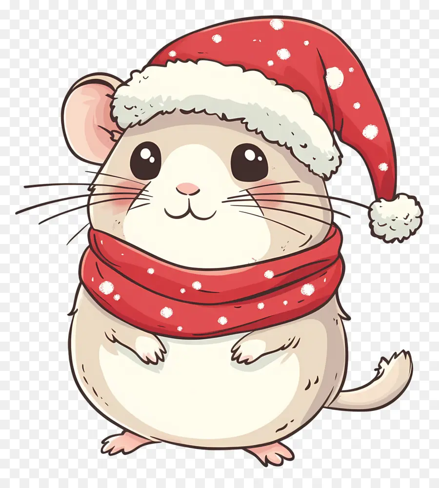 Noel Hamsteri，Noel Baba şapkalı Karikatür Hamster PNG