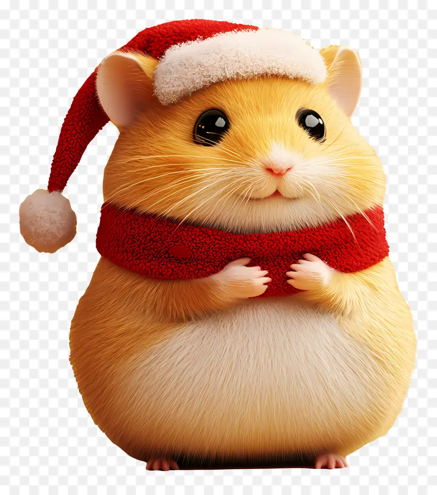 Noel Hamsteri，Noel Baba şapkalı şirin Hamster PNG