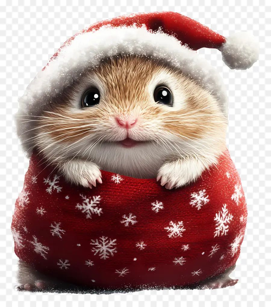 Noel Hamsteri，Noel Baba şapkalı Hamster PNG