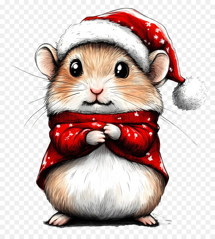 Noel Hamsteri，Noel Baba şapkalı Hamster PNG