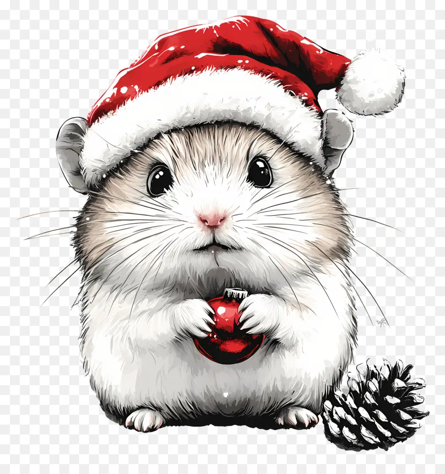 Noel Hamsteri，Hamster Noel Baba şapkalı PNG