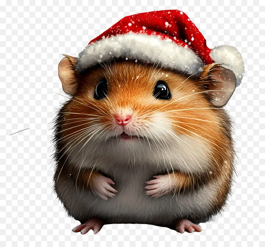 Noel Hamsteri，Hamster Noel Baba şapkalı PNG