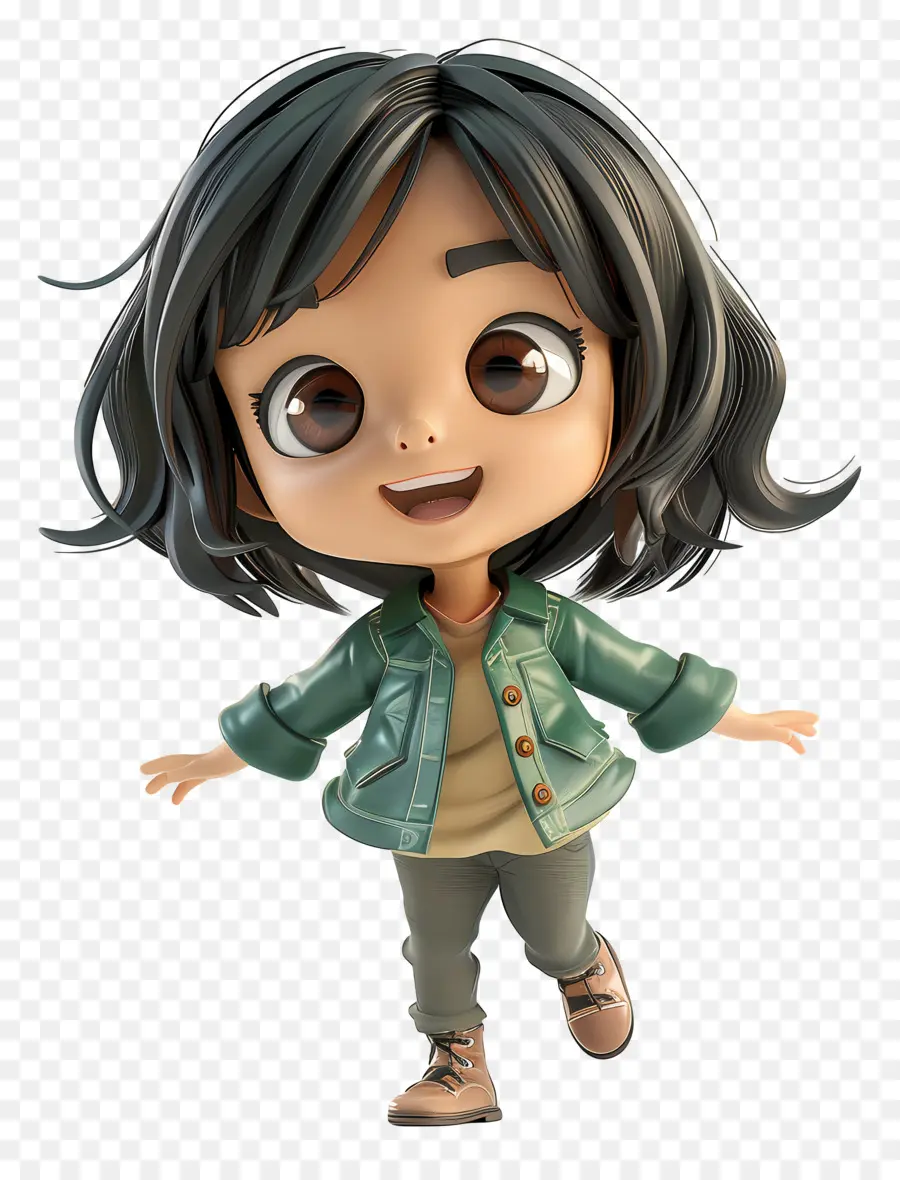 Kız Chibi，Mutlu Karikatür Kız PNG