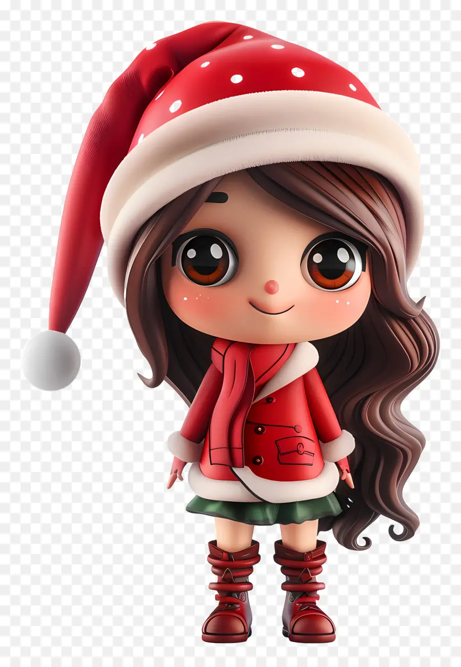 Kız Chibi，Noel Baba Kıyafetli Kız PNG