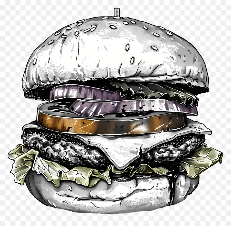 Burger Ana Hatları，Siyah Beyaz Burger PNG