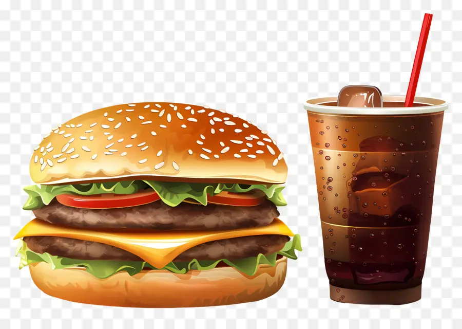 Burger Coca Cola，Hamburger Ve Içecek PNG