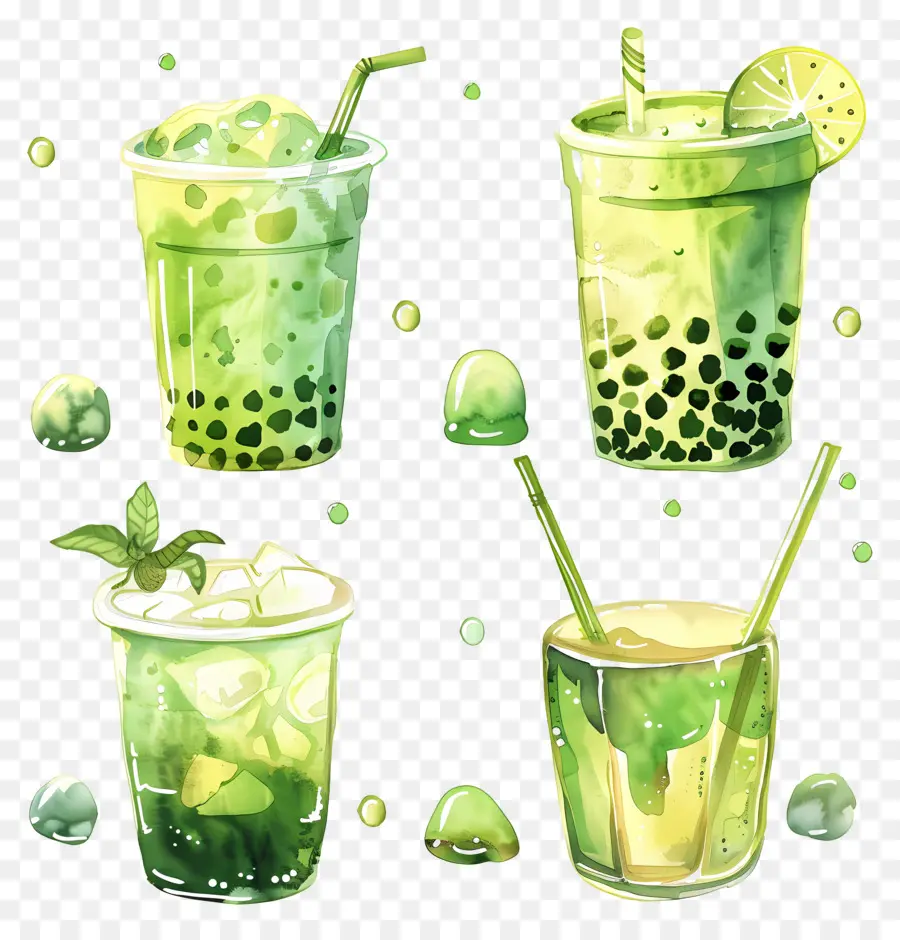 Matcha İçeceği，Yeşil İçecekler PNG