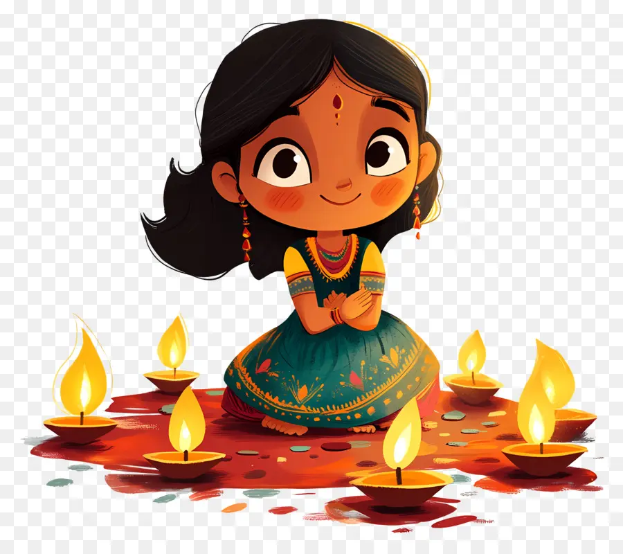 Deepavali，Lambalı Kız PNG