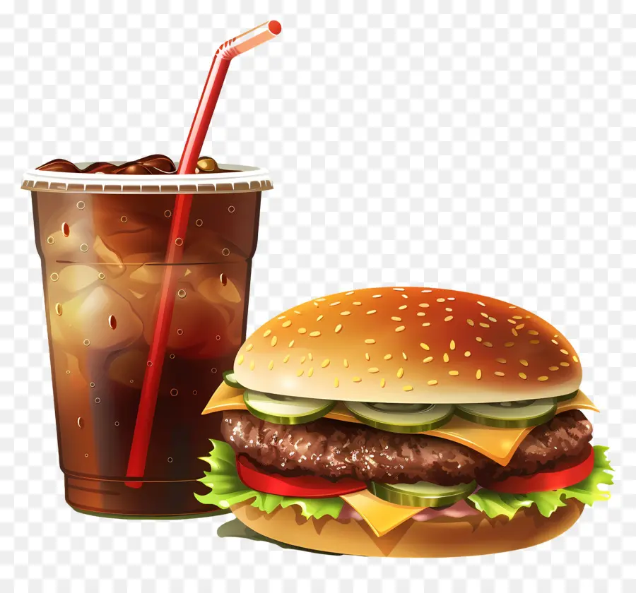 Burger Coca Cola，Fast Food PNG