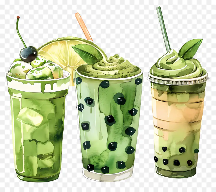 Matcha İçeceği，Yeşil Smoothie'ler PNG