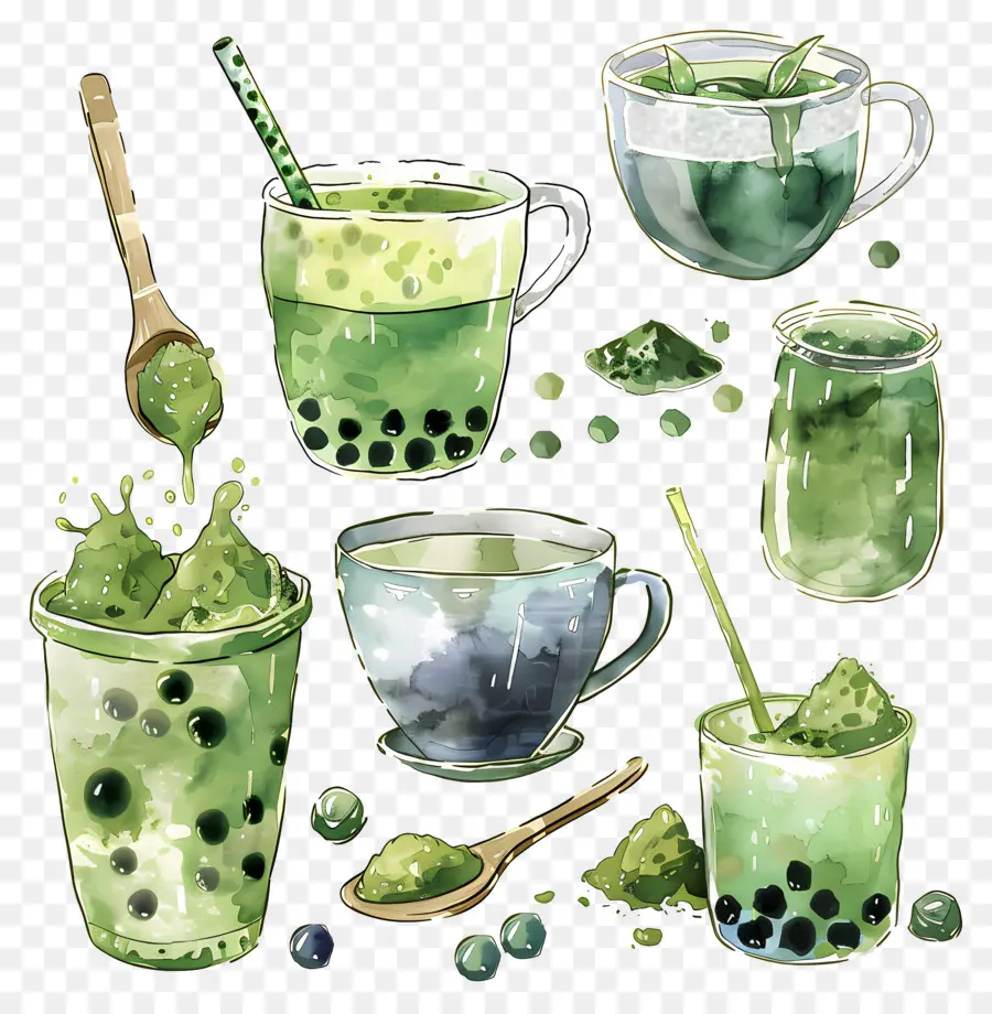 Matcha İçeceği，Yeşil İçecekler PNG