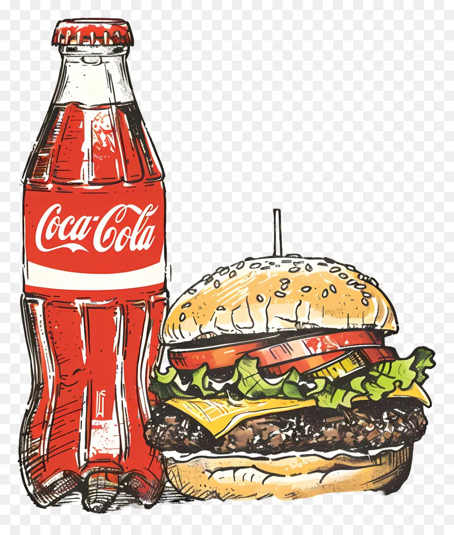 Burger Coca Cola，Coca Cola Ve Burger PNG