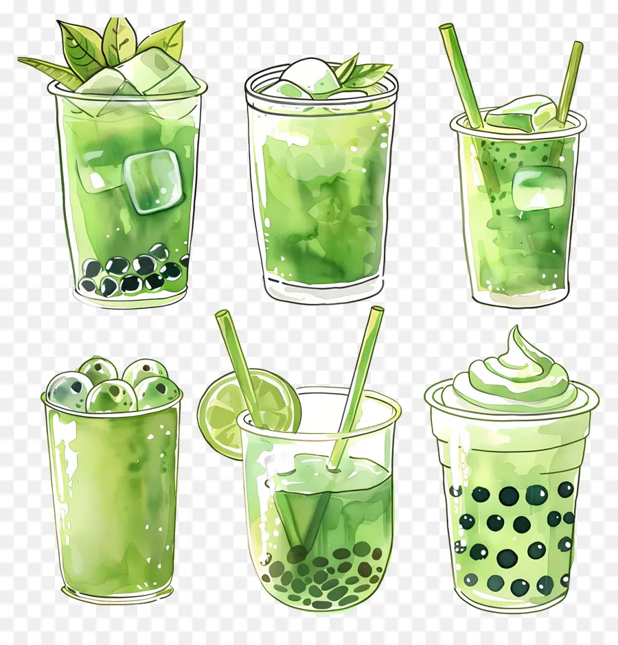 Matcha İçeceği，Yeşil İçecekler PNG