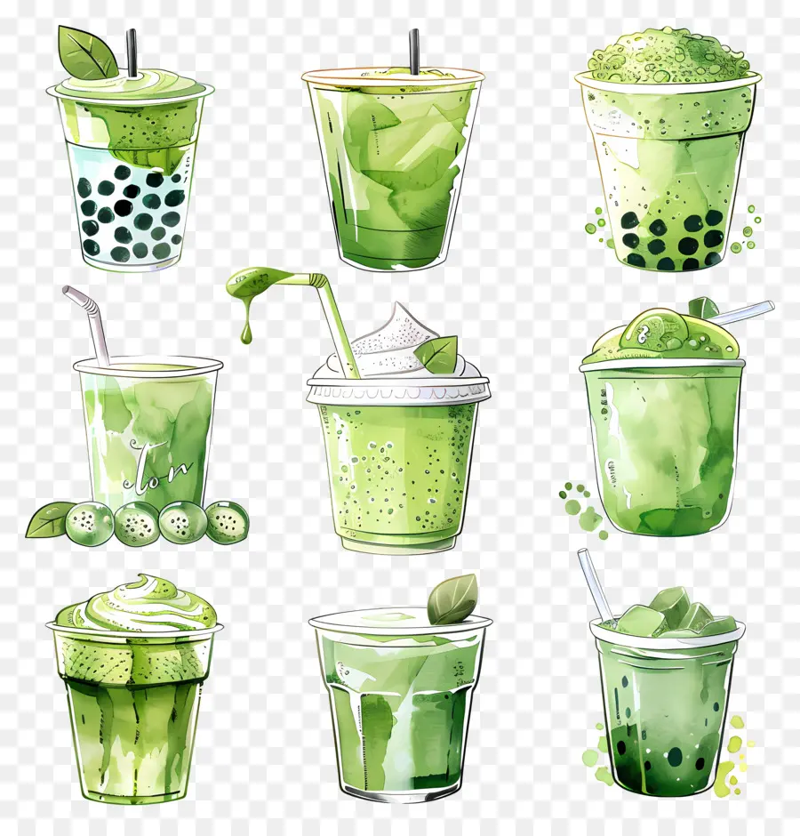 Matcha İçeceği，Yeşil İçecekler PNG