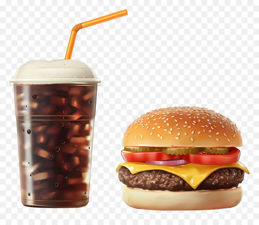 Burger Coca Cola，Hamburger Ve Içecek PNG