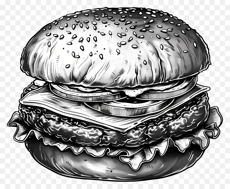 Burger Ana Hatları，Siyah Beyaz Burger PNG