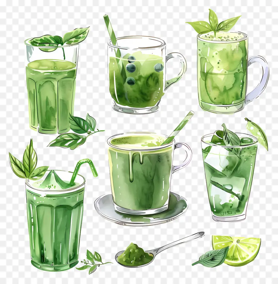 Matcha İçeceği，Yeşil İçecekler PNG