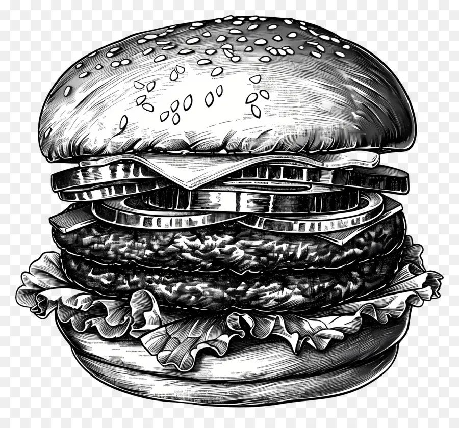 Burger Ana Hatları，Siyah Beyaz Burger PNG