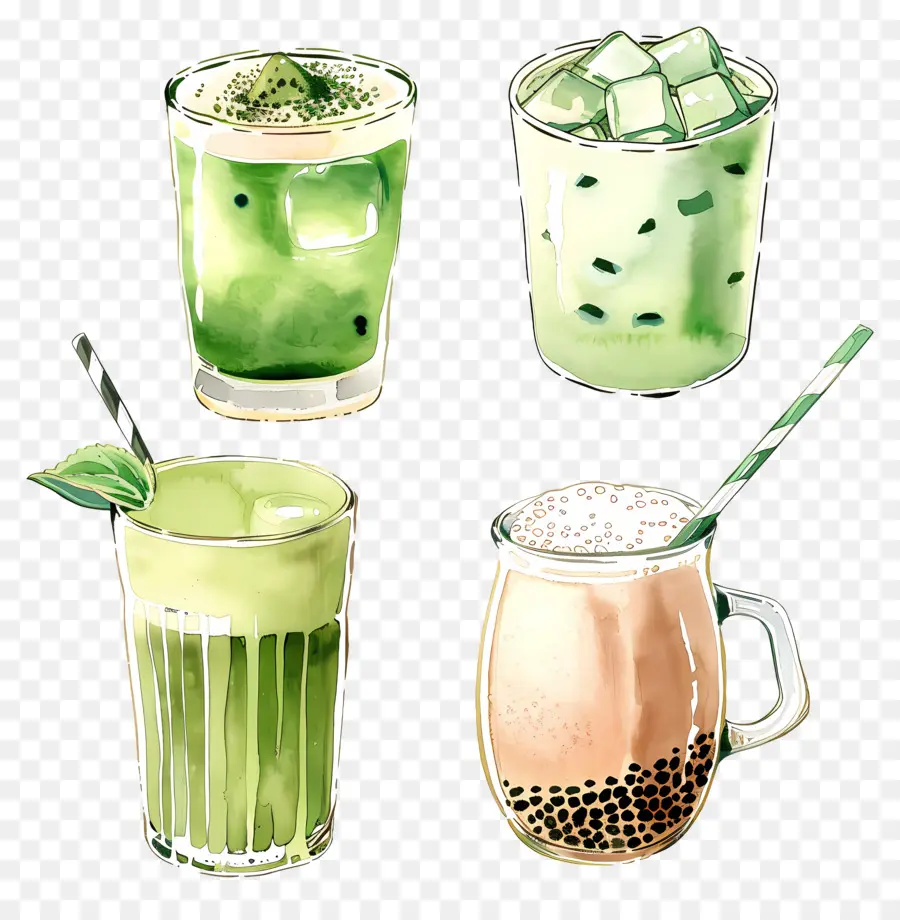 Matcha İçeceği，Yeşil İçecekler PNG