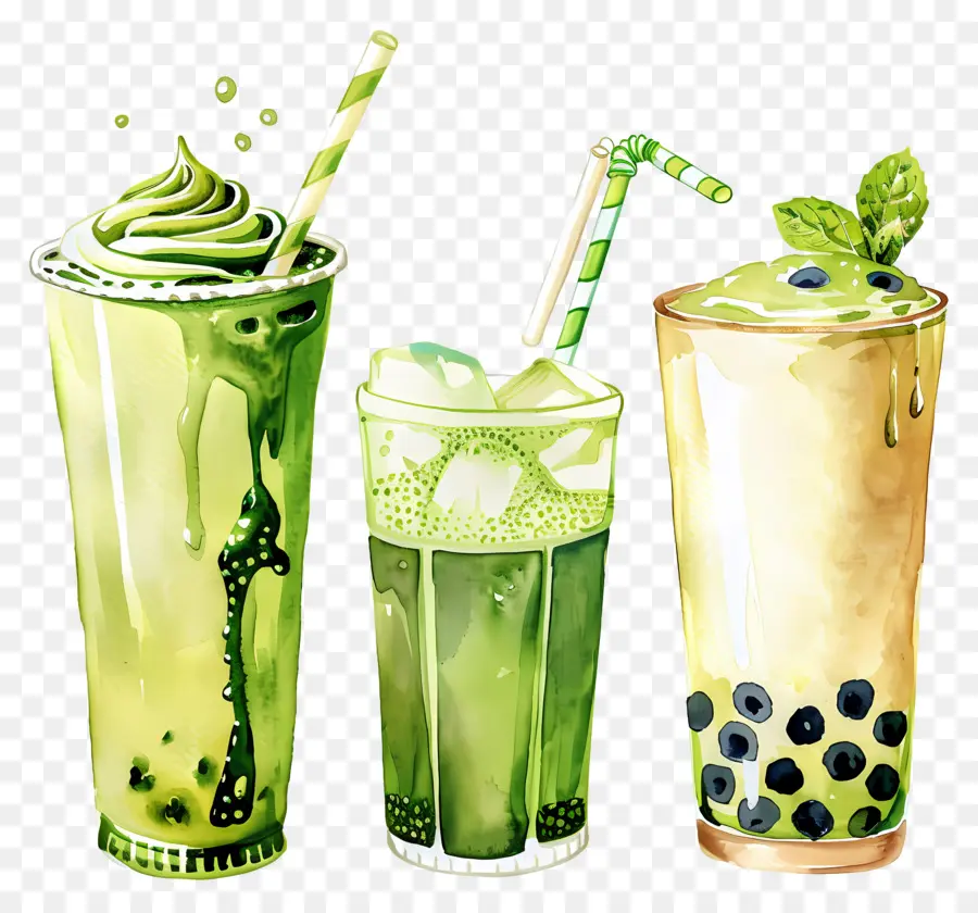 Matcha İçeceği，Yeşil Smoothie'ler PNG