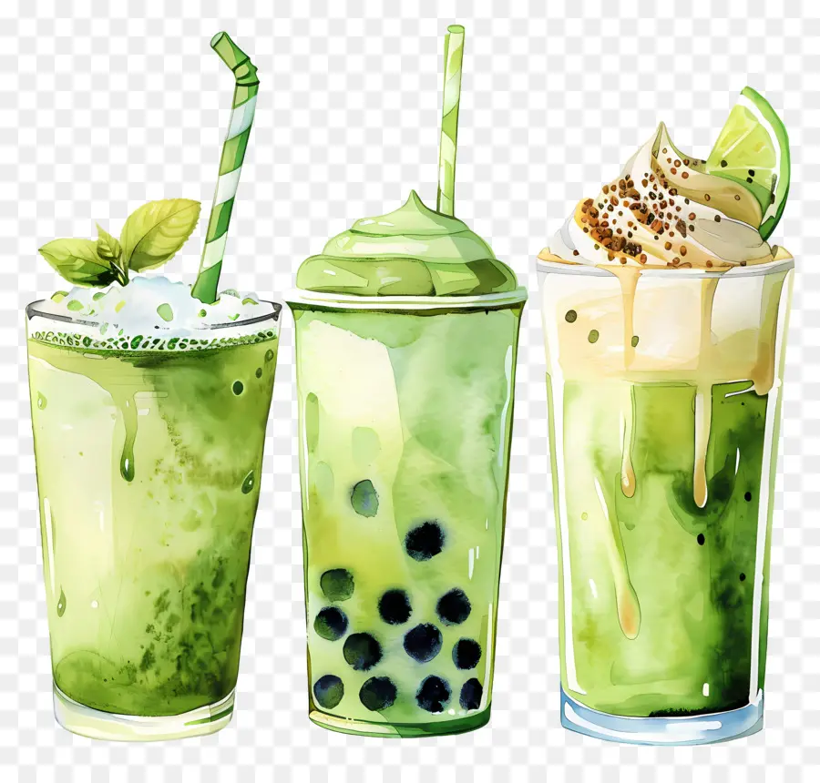 Matcha İçeceği，Yeşil Smoothie'ler PNG