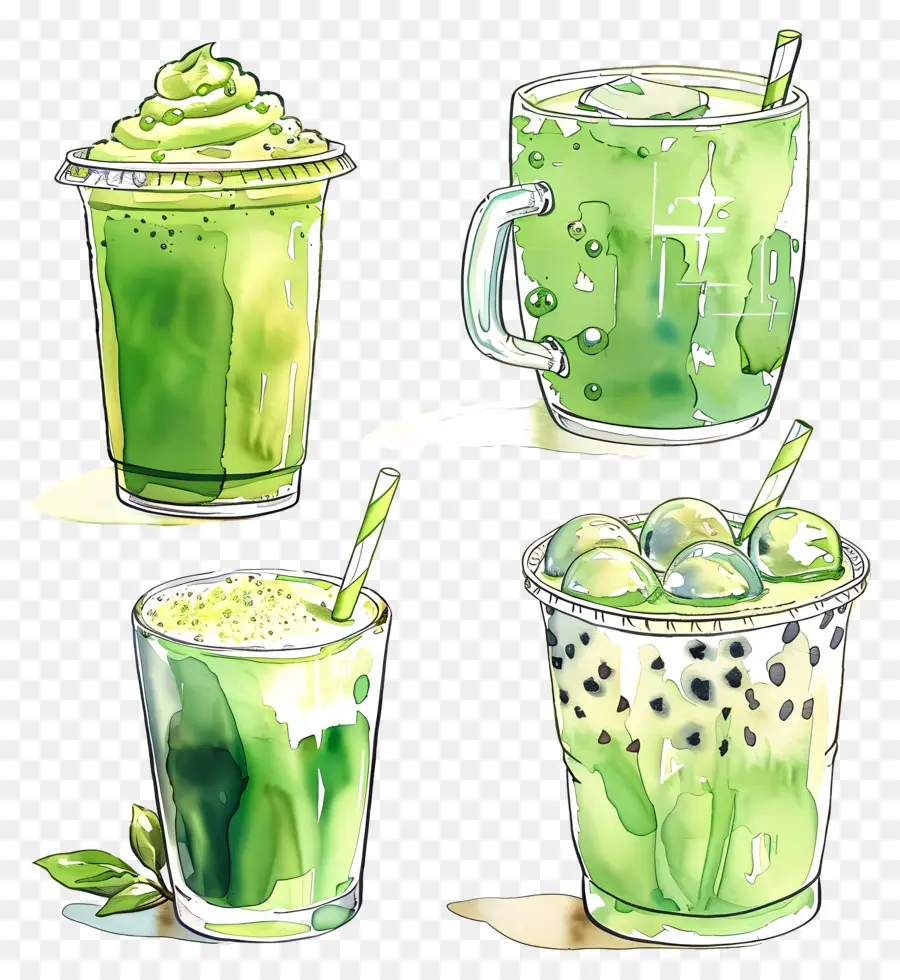 Matcha İçeceği，Yeşil İçecekler PNG