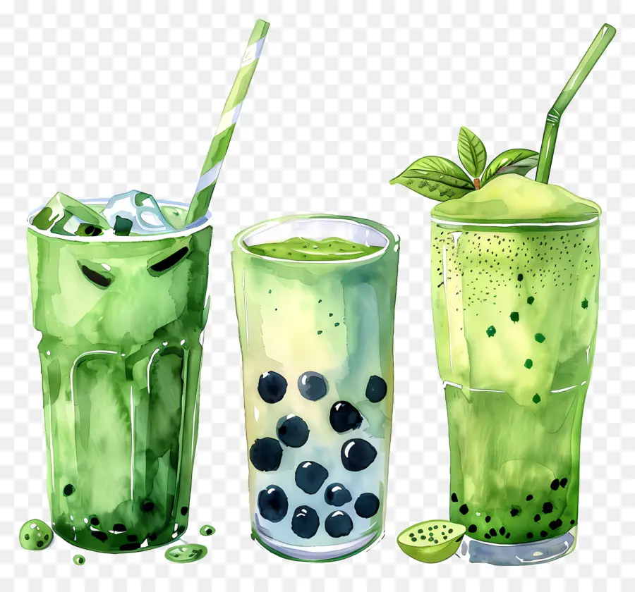 Matcha İçeceği，Yeşil Smoothie'ler PNG