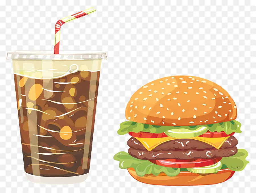 Burger Coca Cola，Hamburger Ve Içecek PNG