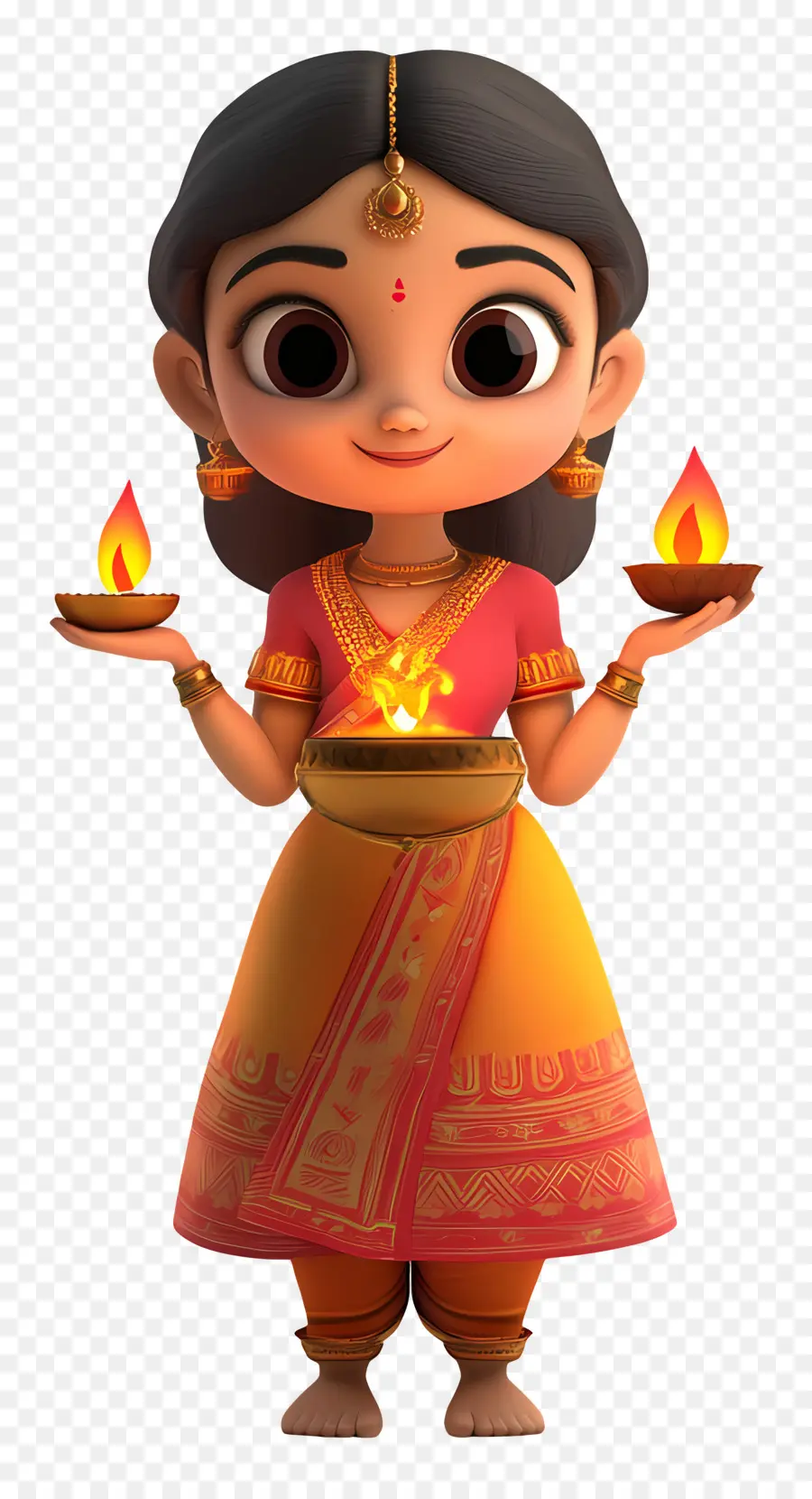 Deepavali，Lambalı Kız PNG