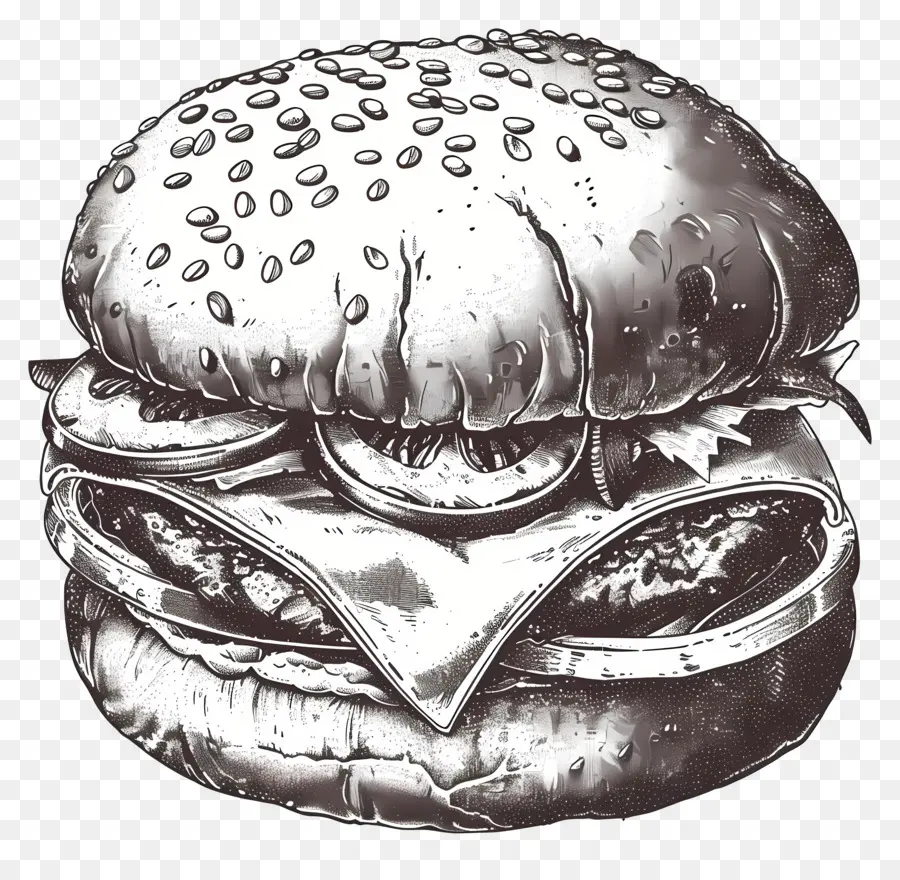 Burger Ana Hatları，Siyah Beyaz Burger PNG