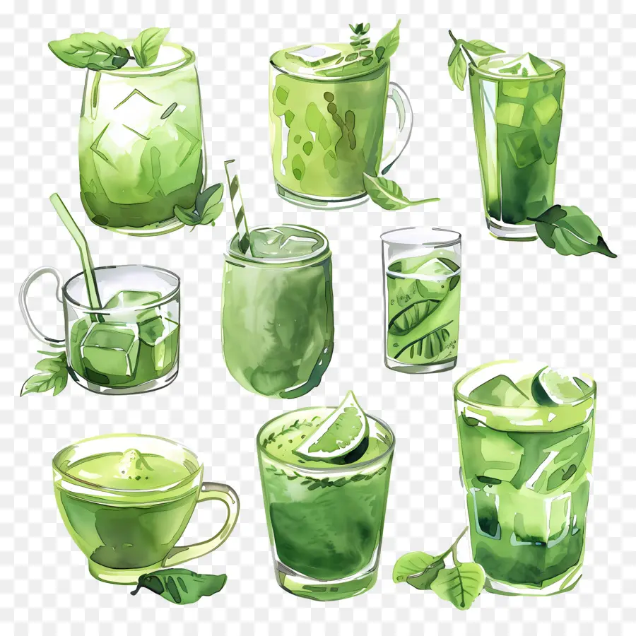 Matcha İçeceği，Yeşil İçecekler PNG