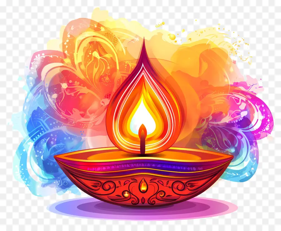 Diwali Diya，Renkli Mum PNG