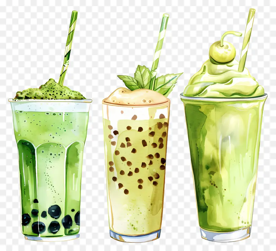 Matcha İçeceği，Yeşil Smoothie'ler PNG