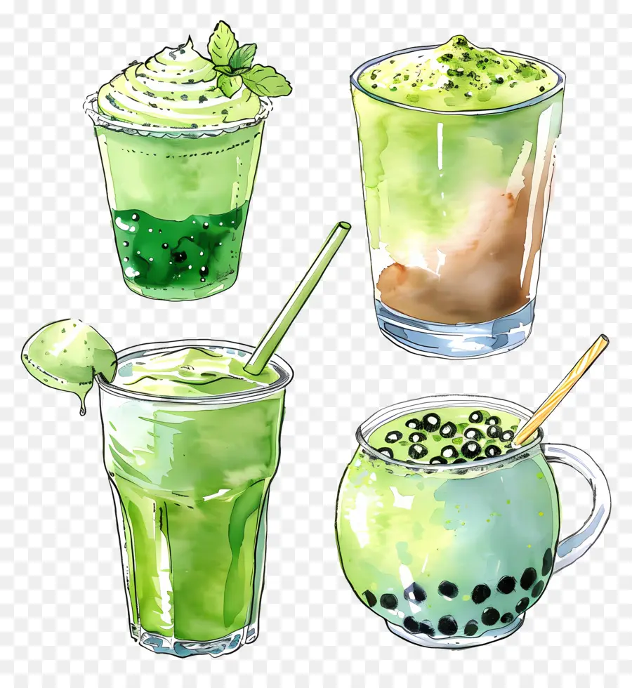 Matcha İçeceği，Yeşil İçecekler PNG