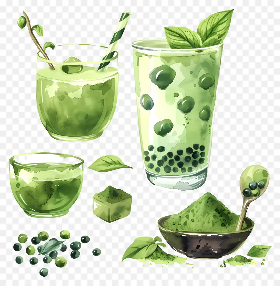 Matcha İçeceği，Yeşil İçecekler PNG