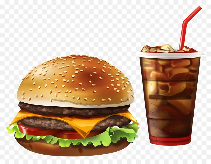 Burger Coca Cola，Hamburger Ve Içecek PNG